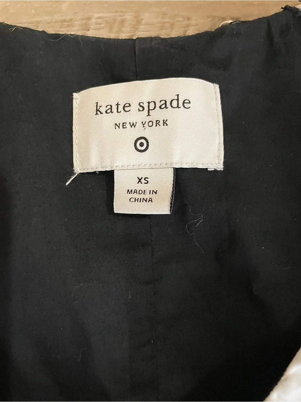 Kate Spade XS Black White Floral Mod 60s Retro Cotton Mini Shift Dress